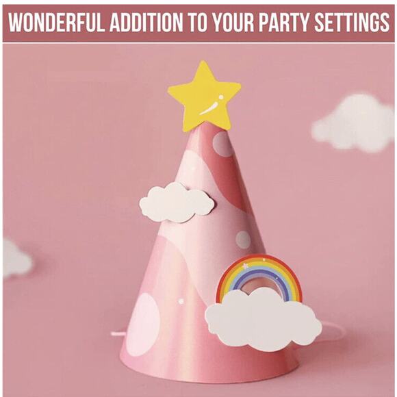 Pink Party Hats - Fun Celebration Kit of 10 Cone Party Hats Kids Birthdays - Picture 4 of 7